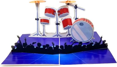 Verjaardagskaart - Muziekkaart felicitatie - Cadeau geven - 3D pop-up ontwerp - 20 x 15 cm - Blauw