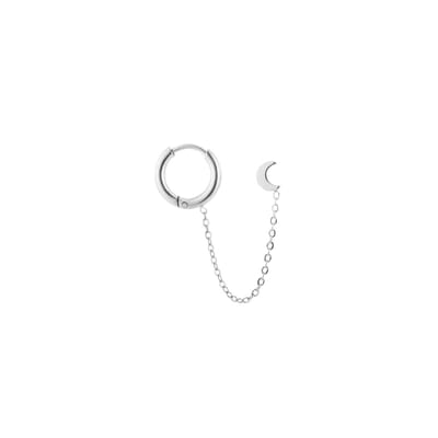 Dubbele Oorring Ketting Maan - Zilver - Stainless Steel