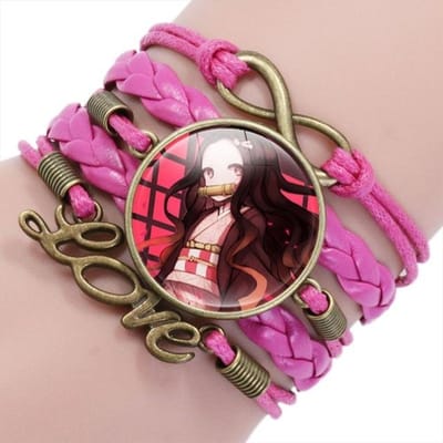 Anime Demon Slayer gevlochten armband Cosplay Prop Kamado Tanjirou Nezuko figuur paar armbanden juwelen cadeaus voor kinderen jongens meisjes black