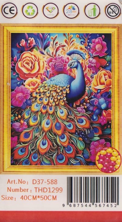 Diamond Painting Set 50x40cm - Pauw - Full size ronde steentjes - Gratis verzonden - THD1299