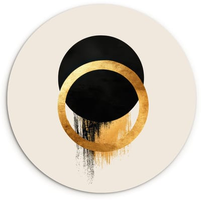WallCircle® Wandcirkel 120x120 cm - Muurcirkel Abstract ontwerp - Zwarte cirkel - Verfvlekken - Muurdecoratie woonkamer - Wanddecoratie slaapkamer - Kamer decoratie accessoires - Ronde schilderijen XXL