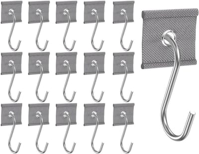 Set van 16 Haakjes voor Rail, Ideaal voor Caravan, Tent en Buitengebruik, Geschikt voor 5/6 mm en 7/8 mm Rail, Inclusief S-Haak, Grijs