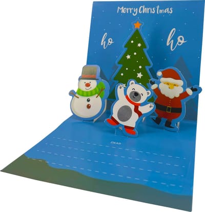 3D Pop Up Kerstkaart - Licht Blauwe - 11x11 cm - DIY Kerstkaart - Ansichtkaart - Wenskaart - Met Envelop
