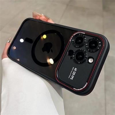 Luxe Magnetische Metalen Lens Bumper Beschermhoes Voor iPhone 16 15 14 Pro Max 16pro Draadloos Opladen Harde Heldere Cover Voor Magsafe For iPhone12