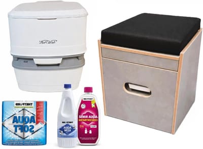 Toiletkruk Porta Potti - Camping toilet kruk - Mobiel sanitair - Opbergruimte multiplex - 415x460x395 mm - Grijs