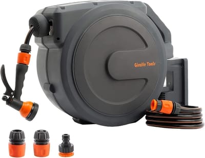 Automatische Tuinslanghaspel 30m met 180° Draaibaar Wandmodel - Inclusief Sproeikop