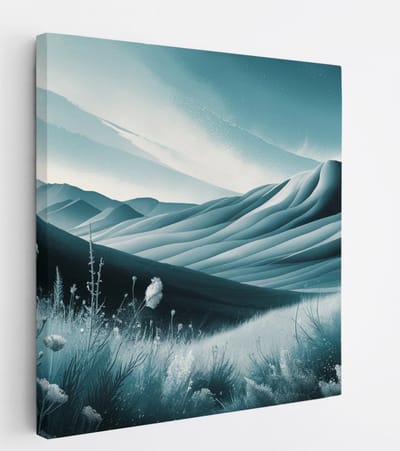 Saammp Canvas Schilderij - Blauw landschap - Natuur - 20x20 - Foto op canvas - Wanddecoratie - Muurdecoratie Woonkamer - Slaapkamer decoratie - Canvas Print