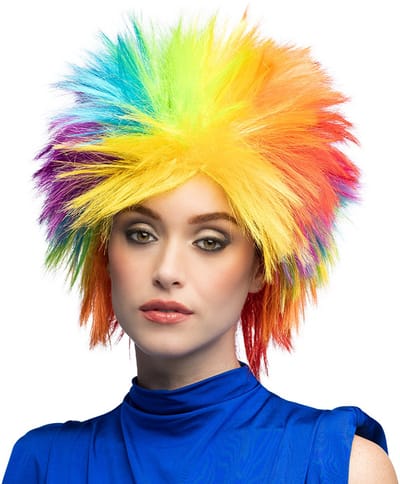 Boland - Pruik Punky rainbow Multi - Hanenkam - Kort - Unisex - Clown - Circus - Pride - Foute Party - Carnaval - Themafeest