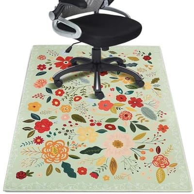 Bureau Stoelmat 36"X48" voor Harde Vloeren - Niet Slip Anti-Krassen Bloem Motief Beschermmatten