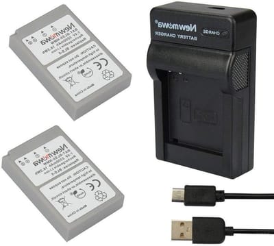 Camerabatterij en Oplader Set - Reserve Batterij Pack - Fotograferen Onderweg - Dubbele Batterij Capaciteit - 2200mAh - Zwart