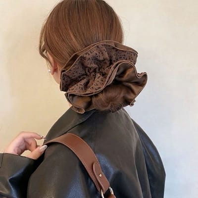 Haarelastiek - Haaraccessoire - Scrunchie voor dames - Ins haarbloem - Extra groot haarelastiek voor knot - Hoogwaardig haaraccessoire - 20 cm-vorm-13
