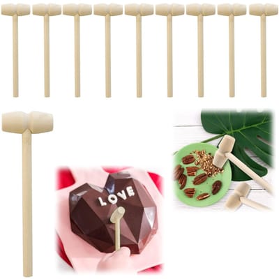 10 houten hamers - Chocolade hamers - Zeevruchten hamers - Speelgoed hamers - Gebruikt voor het vermalen van chocoladetaart, kreeftenschalen, noten en krabbenschalen (14*4,2 cm)