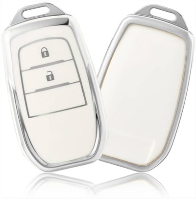 Autosleutel Hoesje geschikt voor Toyota - Sleutelcover - TPU Cover Sleutelhoes - Accessoires - wit