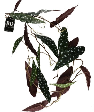 Bellatio Design kunstplant/hangplant slinger - Begonia - groen - 105 cm lang - planten guirlandes