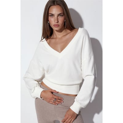 Vrouwen Crop V-hals Sweatshirt