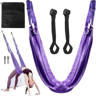 Dailygoods - Yogariem, beenstretcher, inversieschommel, hangmat, yogariem, taille, rug, been, stretchband, yogariem, beenstretcher, voor yoga, ballet, pilates, gymnastiek, flexibiliteit, training (paars)