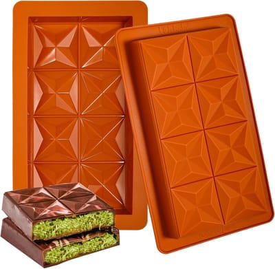 Diepe Chocolade Bar Mallen Siliconen 2 Stks Dikke Chocolade Bar Mould Diamant Grote Chocolade Bar Mallen Grote Candy Bar Mallen