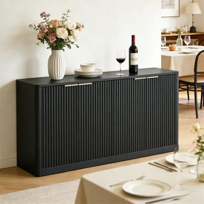 Sweiko Dressoir - Halmeubel - Tv-meubel - Verticale strepen - 150 x 40 x 70.5 cm - Zwart