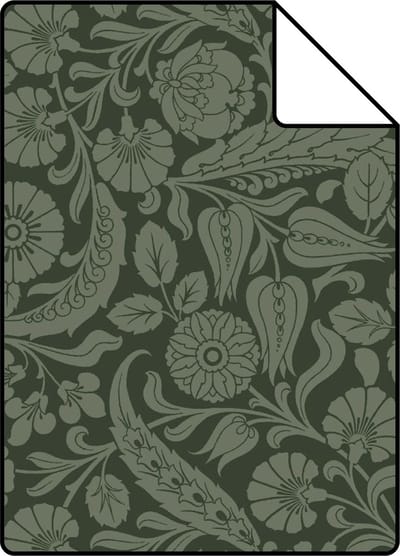 Proefstaal ESTAhome behang bloemmotief donkergroen - 26.5 x 21 cm - 139787-S