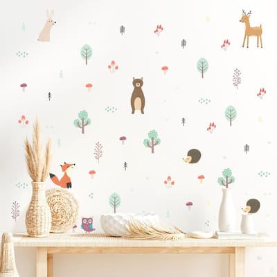 Muursticker kinderkamer | Bosdieren patroon | cartoon dieren | Stickers zelfklevend | Kinderkamer |Babykamer | slaapkamer | Meisje | Jongen | Huis inrichting | Stickerkamer®