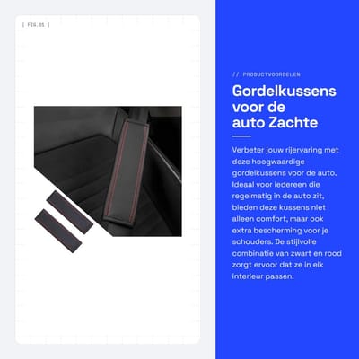Dailygoods- Gordelkussen 2-pack - Zachte Schouderbekleding - Duurzaam Glasvezel Leer - Universeel - Bescherming Veiligheidsgordel - Comfortabel 24 x 6,5 cm