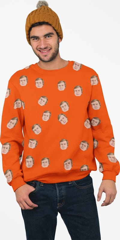 Oranje Trui Koningsdag Willem All Over - MAAT XS - Uniseks Fit - Oranje Feestkleding