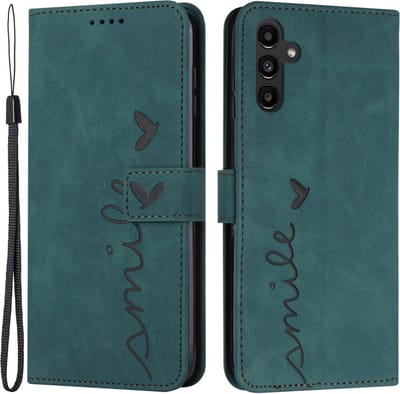 Coverup Hoesje - Geschikt voor Samsung Galaxy A54 Hoesje - Coverup Smile Book Case - Groen