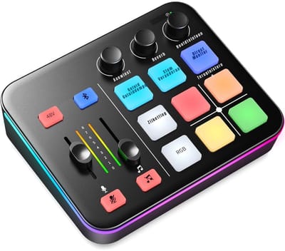 DYNA® Gaming Audio Mixer - Streaming - PC mixer met XLR - Zwart - ‎16cm x 5cm x 13cm