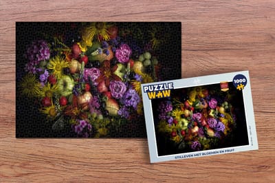 Puzzel Stilleven met bloemen en fruit - Legpuzzel - Puzzel 1000 stukjes volwassenen