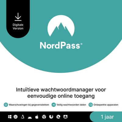 NordPass Premium - Password Manager - 6 Apparaten - 1-jarig Abonnement - PC & Telefoon Download