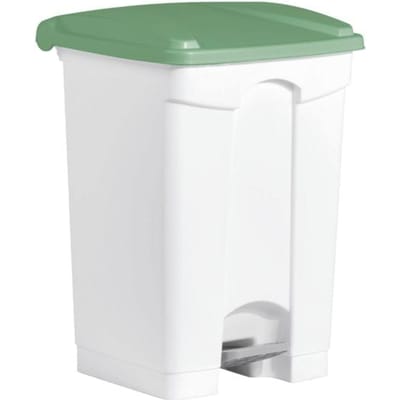 HELIT Pedaalafvalbak - 45 liter - Kunststof - Wit/Groen - bxdxh 410x400x605 mm