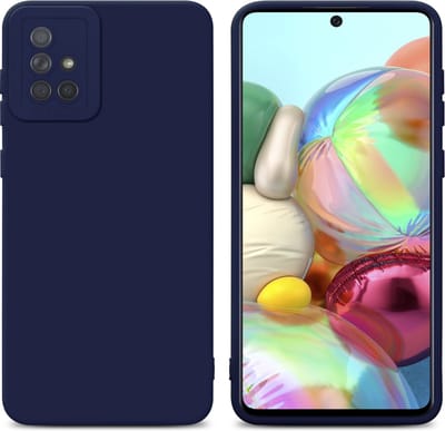 Cadorabo Hoesje geschikt voor Samsung Galaxy A71 4G in FLUID DONKER BLAUW - Beschermhoes gemaakt van flexibel TPU silicone Cover Fluid Case