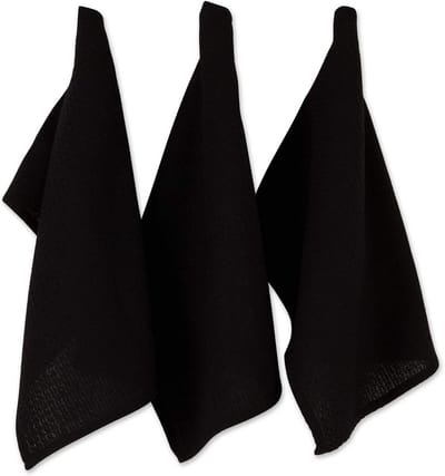 Set van 6 Zwarte Katoenen Theedoeken 45x65 cm - Ultra Absorberend en Pluisvrij