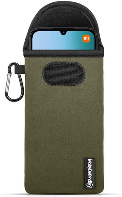 MobyDefend Hoesje - Geschikt voor Xiaomi Redmi 15C 4G - Neopreen Pouch Met Karabijnhaak - Insteek - Riemlus - Groen