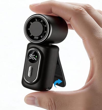 Mini Handventilator - met clip - 5 snelheden - Maak je handen vrij - 180° Rotatable Ventilator - LED display - 3000mAh - Stille - Mini Fan Oplaadbaar - Draagbare Mini Ventilator - Koelt écht - ideaal voor kantoor, reizen, wandelingen of het strand