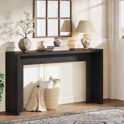 Tribesigns Consoletafel - Sidetable - Console - Haltafel - MDF - Zwart - Industrieel - 140 x 29.5 x 80 cm - Console Tafel voor Hal, Woonkamer, Entree