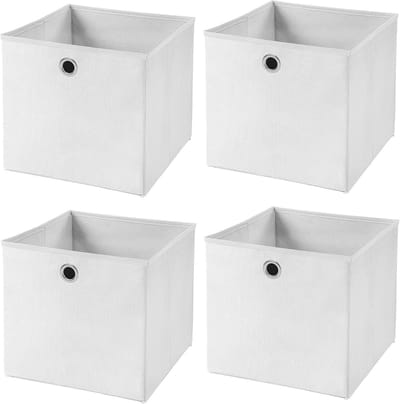Set van 4 witte vouwdozen 28x28x28 cm - Opvouwbare opbergboxen