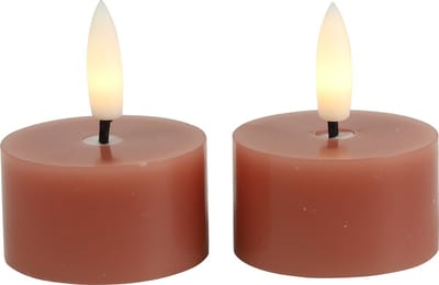 Countryfield LED theelicht rustiek roze 4cm - set van 2 stuks.