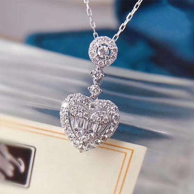 Luxe Hart Kristal Zirkoon Steen Hanger Ketting Voor Vrouwen Zilver Kleur Vrouwen Bruiloft Ketting Bedel Statement Sieraden Cadeaus 45cm gray