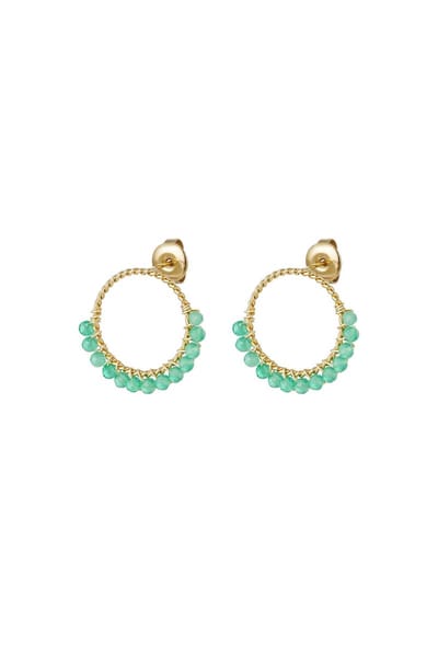 Oorknopjes dames - Yehwang - Oorbellen - One size - Stainless Steel (verkleurt niet!) - Gouden oorbellen - Kerst cadeau - Kerst - Sinterklaas cadeau - Moederdag - Valentijn - Party - Goud/Mint - Earrings - Waterproof - Nikkel vrij