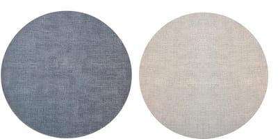 Kade 171 placemats rond 6 stuks 38 cm - lederlook dubbelzijdig blauw en grijs