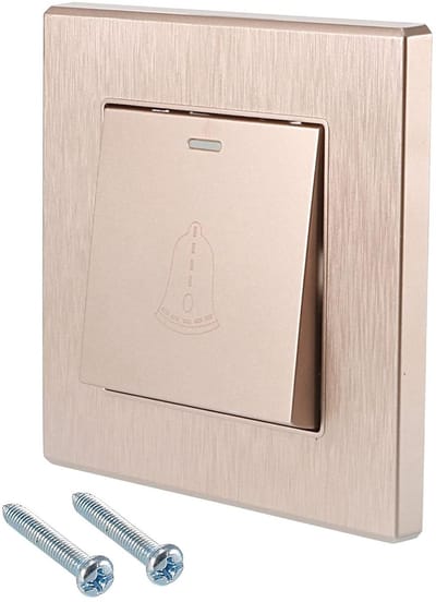 Deurbel Drukknop - Belknop Schakelaar - Gast Aankondiging - Momentane Actie - 86 x 86 mm - Champagne Goud