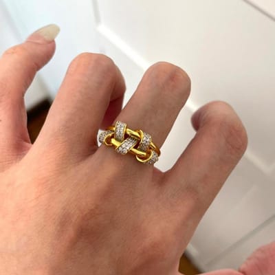 Bague torsadée minimaliste de luxe léger haut de gamme avec incrustation de diamants complets et breloques irrégulières Style rétro Anneaux pour femmes Bijoux Cadeau resizable brown