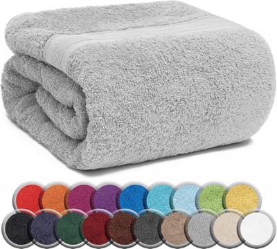 Famanu – Saunahanddoeken set van 2, 80 x 200 cm, 100% katoen, extra groot en absorberend, zilvergrijs