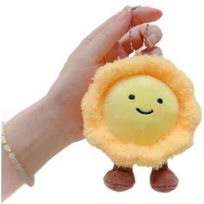 Kawaii Pluche Eiertaart Sleutelhanger Zonnebloem Hanger Creatief Pluche Speelgoed Beeldjes Nieuwe Tas Accessoires Schattig Cadeau voor Vrouwen beige