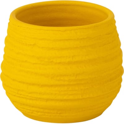 J-Line bloempot Fiesta - keramiek - geel - small - Ø 14 cm