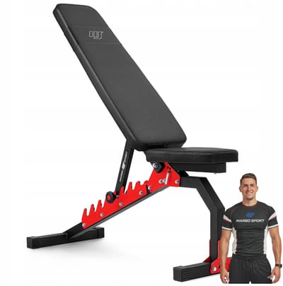 Marbo Sport - Fitnessbank - Workout Bench - MH-L114 2.0 - Halterbank voor krachttraining - Verstelbaar - Thuisgym en Home Gym - Zwart-rood