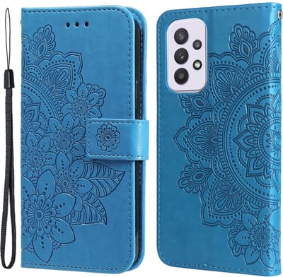 Coverup Hoesje - Geschikt voor Samsung Galaxy A33 Hoesje - Coverup Mandala Bloemen Book Case - Blauw