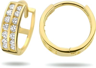 9K geelgoud kleurig klapoorringen zirkonia 11,5 mm - 8000160