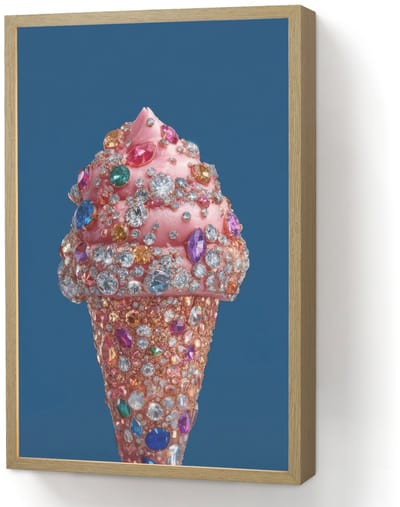 Wandlamp 40x60 cm - Oplaadbaar - Ijsje - Hoorntje - Steentjes - Blauw - Wandlampen binnen woonkamer - Slaapkamer lamp - Decoratieve nachtlamp - Vloerlamp draadloos